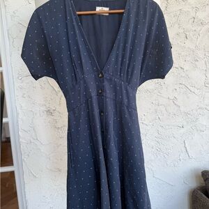 Marine Layer Navy Dress with Subtle Dot Print
